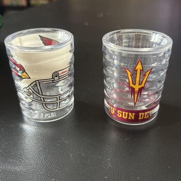 Set Of Two Arizona Pride Tervis Brand Shot Glasses - Cardinals And Arizona State - Picture 1 of 4